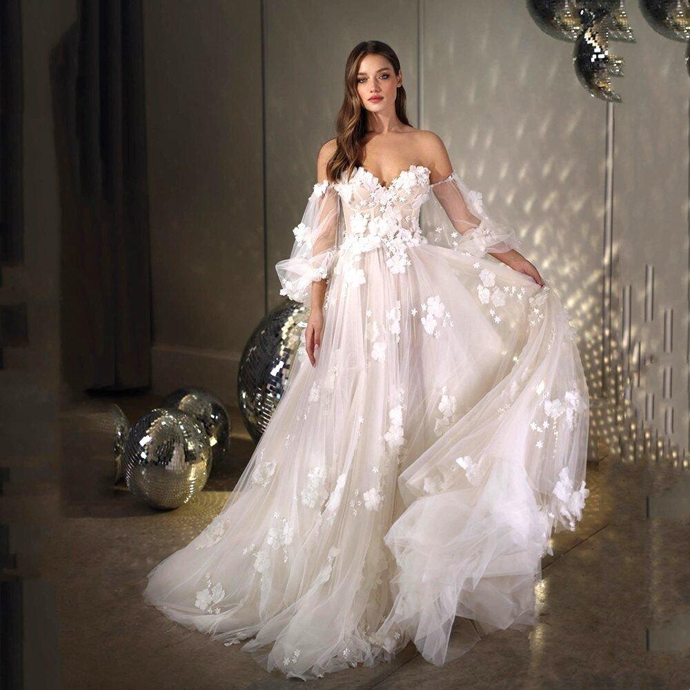 Beach Wedding Dress-Off Shoulder Bridal Gown | Wedding Dresses