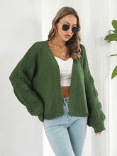 Load image into Gallery viewer, Womens Sweater-Open Front Ribbed Trim Cardigan
