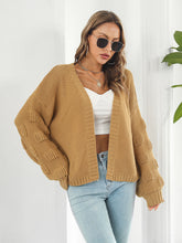 Load image into Gallery viewer, Womens Sweater-Open Front Ribbed Trim Cardigan
