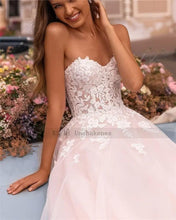 Load image into Gallery viewer, Country Beach Wedding Dress-Pink White Lace Beach Bridal Gown | Wedding Dresses
