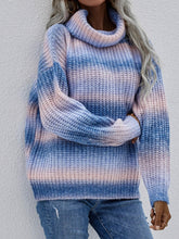 Load image into Gallery viewer, Womens Sweater-Rainbow Turtleneck Drop Shoulder Sweater | Tops
