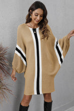 Load image into Gallery viewer, Womens Sweater Dress-Ribbed Round Neck Long Sleeve Sweater Dress | Dress
