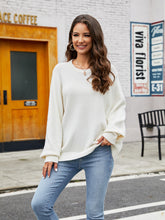 Load image into Gallery viewer, Womens Sweater-Round Neck Ribbed Trim Sweater

