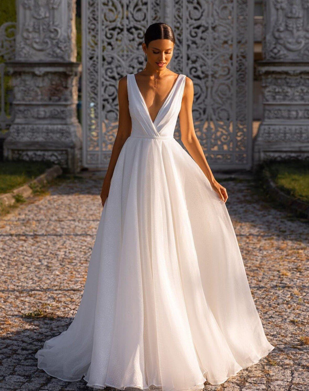 Simple Wedding Dress- V Neck Bridal Gown | Wedding Dresses