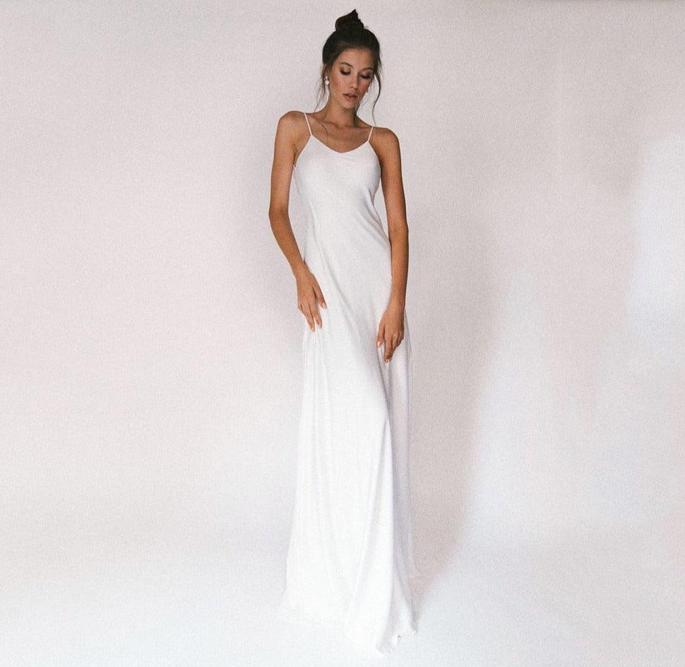 Simple Wedding Dress-Satin Beach Wedding Gown | Wedding Dresses