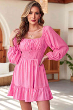 Load image into Gallery viewer, Womens Mini Dress-Smocked Balloon Sleeve Off-Shoulder Mini Dress

