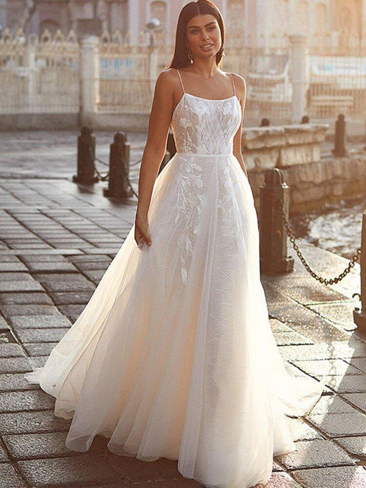 Beach Wedding Dress-Simple Backless Bridal Gown | Wedding Dresses