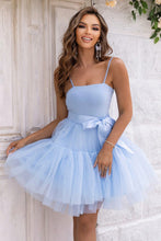 Load image into Gallery viewer, Womens Dress-Spaghetti Strap Tied Mesh Dress
