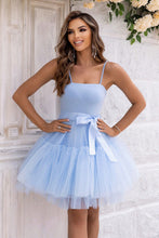 Load image into Gallery viewer, Womens Dress-Spaghetti Strap Tied Mesh Dress
