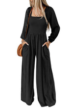 Load image into Gallery viewer, Womens Jumpsuit-Square Neck Raglan Sleeve Jumpsuit with Pocket
