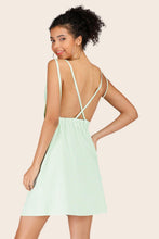 Load image into Gallery viewer, Womens Dress-Striped Crisscross Deep V Sleeveless Dress | Dress
