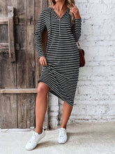 Load image into Gallery viewer, Womens Dress-Striped Zip Front Hooded Dress
