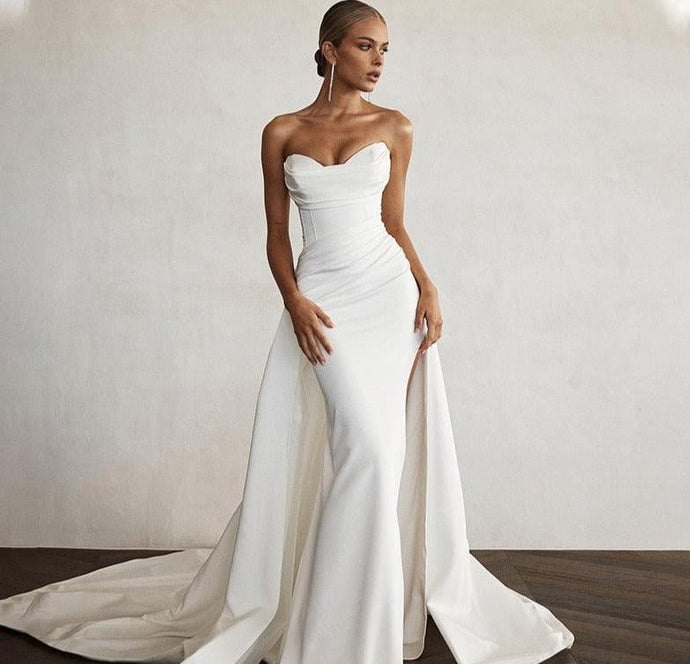 Sweetheart Bohemian Mermaid Front Slit Bridal Gown Broke Girl Philanthropy