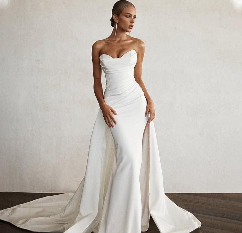 Sweetheart Bohemian Mermaid Front Slit Bridal Gown Broke Girl Philanthropy