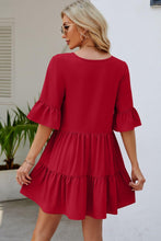 Load image into Gallery viewer, Womens Mini Dress-Tied Flounce Sleeve Mini Dress | Dresses
