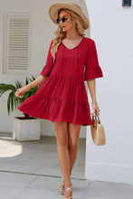 Load image into Gallery viewer, Womens Mini Dress-Tied Flounce Sleeve Mini Dress | Dresses
