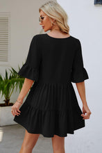 Load image into Gallery viewer, Womens Mini Dress-Tied Flounce Sleeve Mini Dress | Dresses
