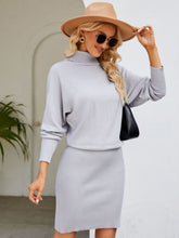 Load image into Gallery viewer, Womens Sweater Dress-Turtle Neck Long Sleeve Ribbed Sweater Dress
