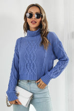 Load image into Gallery viewer, Womens Sweater-Turtleneck Dropped Shoulder Sweater
