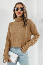 Load image into Gallery viewer, Womens Sweater-Turtleneck Dropped Shoulder Sweater
