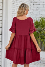 Load image into Gallery viewer, Womens Dress-V-Neck Flounce Sleeve Tiered Dress | Dresses/Mini Dresses
