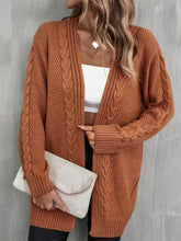 Load image into Gallery viewer, Womens Sweater-Warm Fall Mixed Knit Open Front Longline Cardigan

