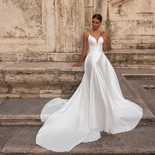 Load image into Gallery viewer, Simple Wedding Dress-White Satin A-Line Bridal Gown | Wedding Dresses
