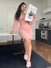 Load image into Gallery viewer, Womens Bodycon Dress-Zip-Back Ruched Bodycon Dress | Wedding &amp; Bridal Party Dresses
