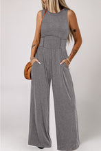 Load image into Gallery viewer, Womens Jumpsuit-Round Neck Sleeveless Jumpsuit with Pockets | jumpsuit
