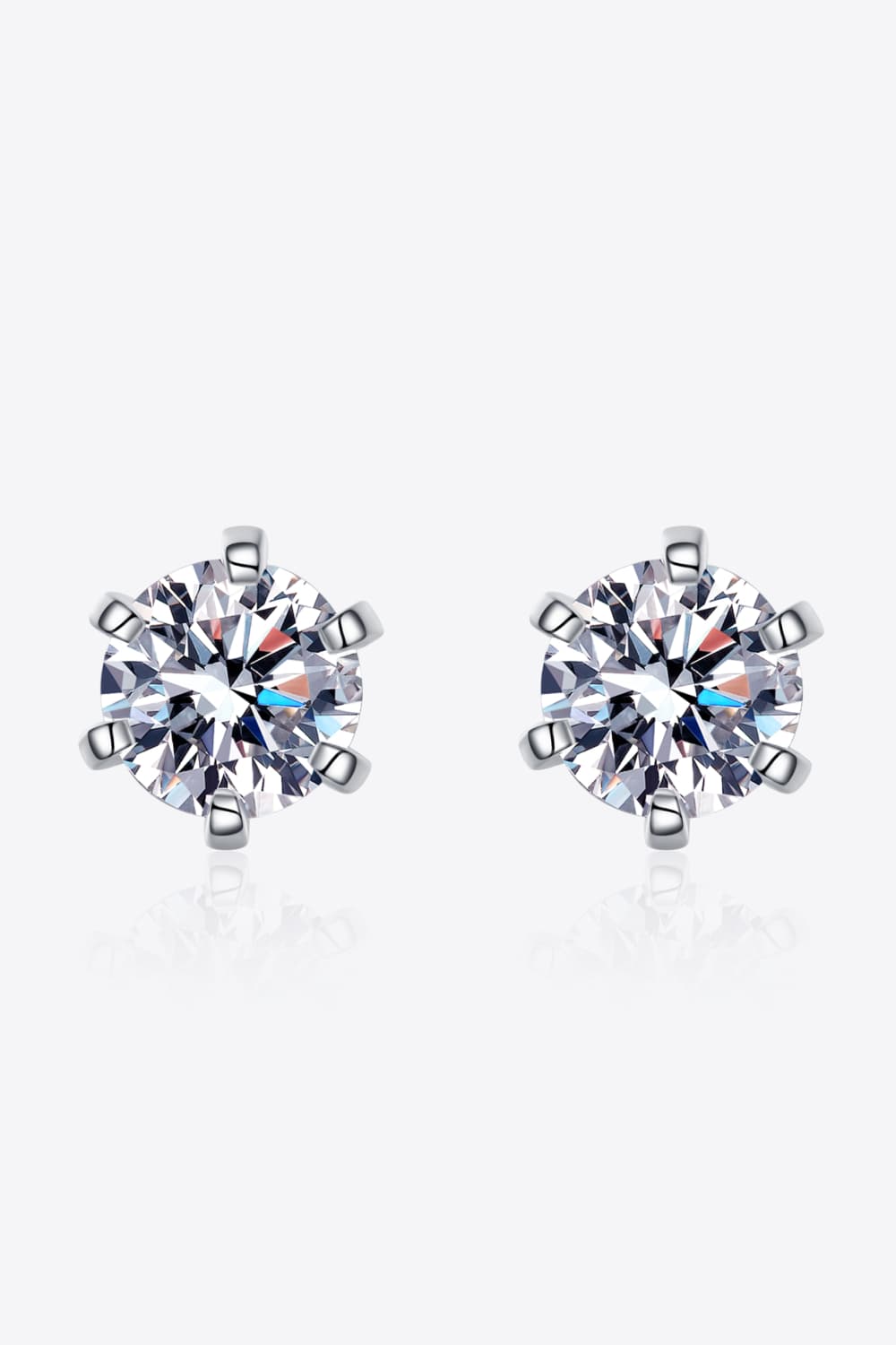 Moissanite Stud Earrings-1 Carat Moissanite Rhodium-Plated Stud Earrings | moissanite earrings